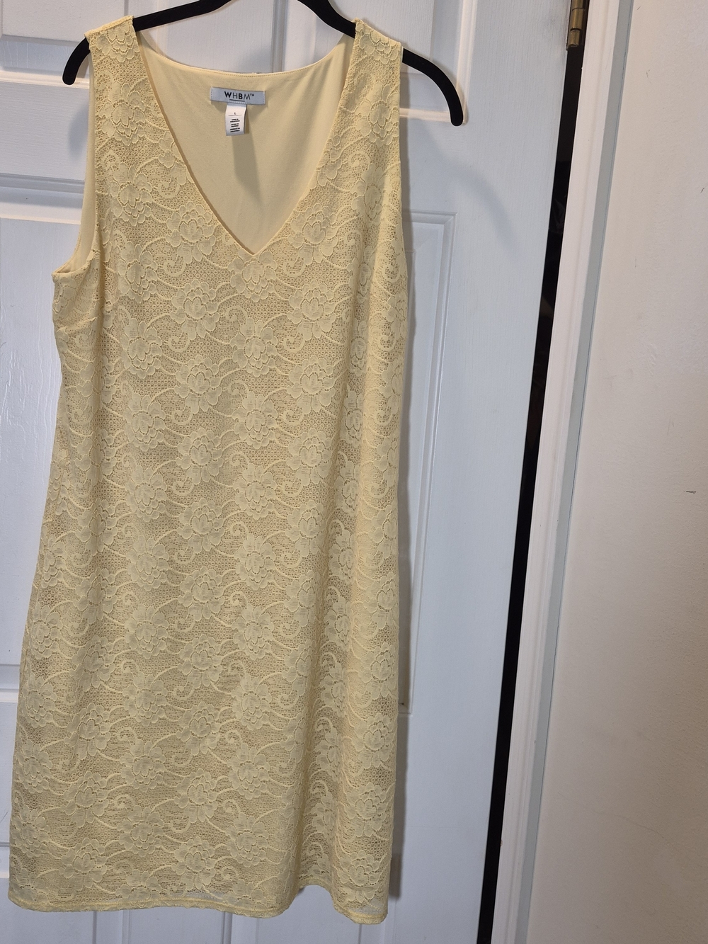 White House Black Market Pale Yellow Lace Midi Dress